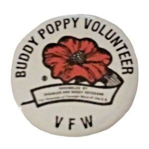 VFW POPPY PIN Veterans of Foreign Wars Buddy Volunteer Disabled Needy Pin Button